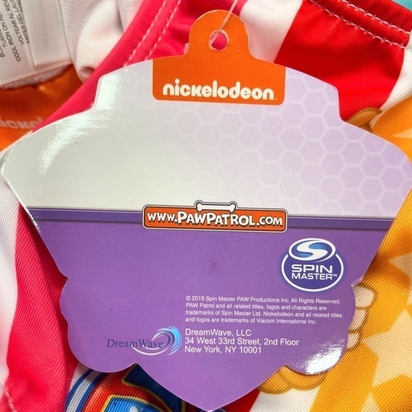 NWT Paw Patrol One Piece Swimsuit Toddler Girls Nickelodeon Stripes Bow Size 2T - Picture 7 of 10